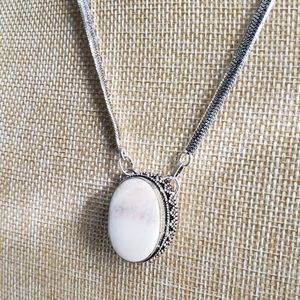 Unisex, Handmade Scolesite 925 Pendant Necklace